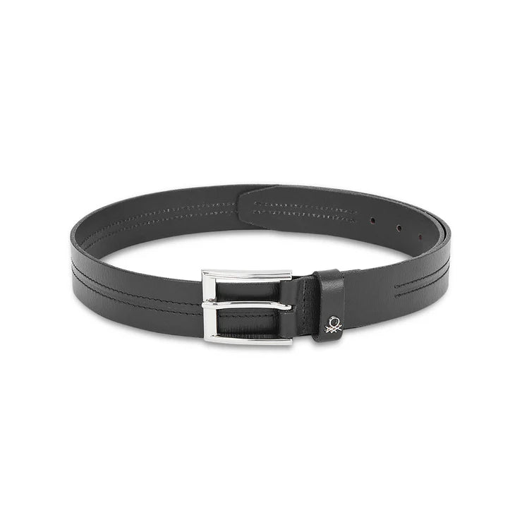 United Colors of Benetton Cavier Men's Leather Non Reversible Belt Black