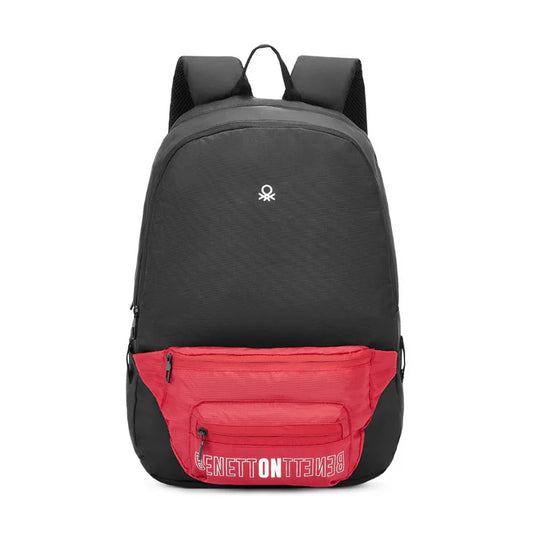 United Colors of Benetton Olivine Laptop Backpack Black +Red