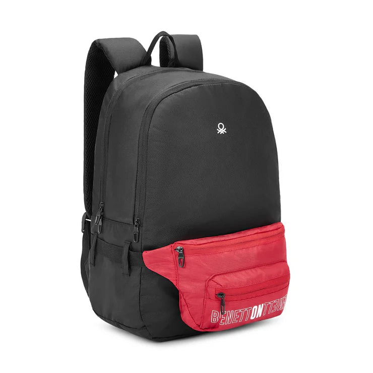 United Colors of Benetton Olivine Laptop Backpack Black +Red