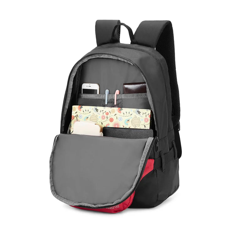 United Colors of Benetton Olivine Laptop Backpack Black +Red