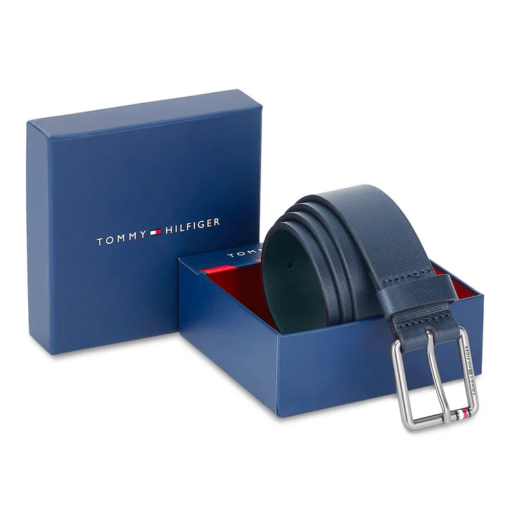 Tommy Hilfiger Horsens Men's Leather Belt Navy