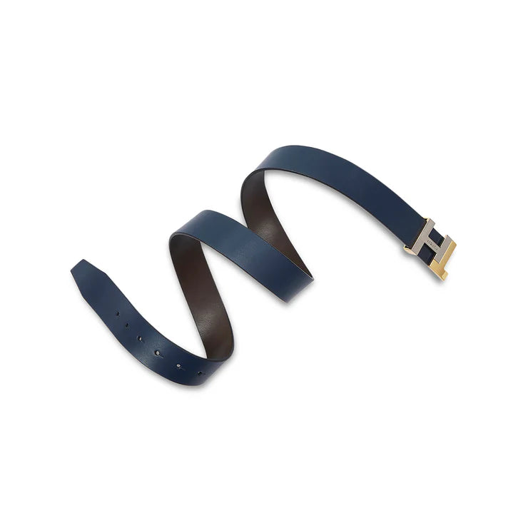 Tommy Hilfiger Skive Men's Reversible Leather Belt Navy+Brown