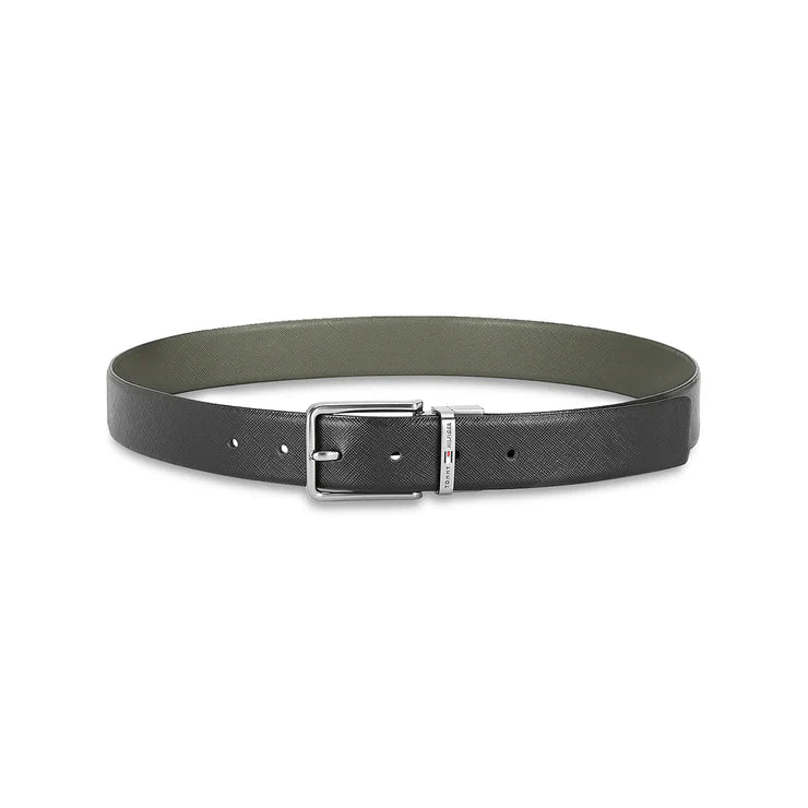 Tommy Hilfiger Holte Men's Reversible Leather Belt Black+Olive