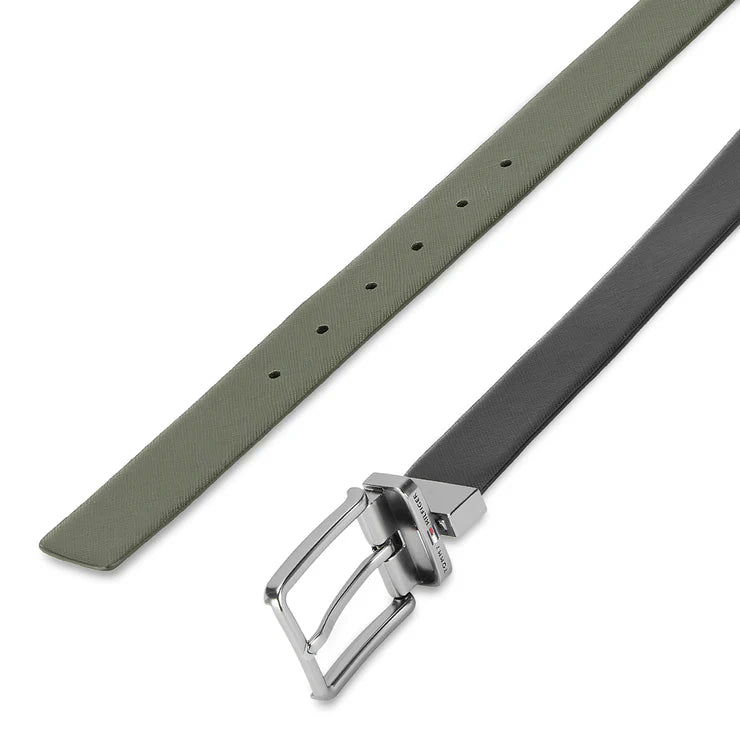 Tommy Hilfiger Holte Men's Reversible Leather Belt Black+Olive