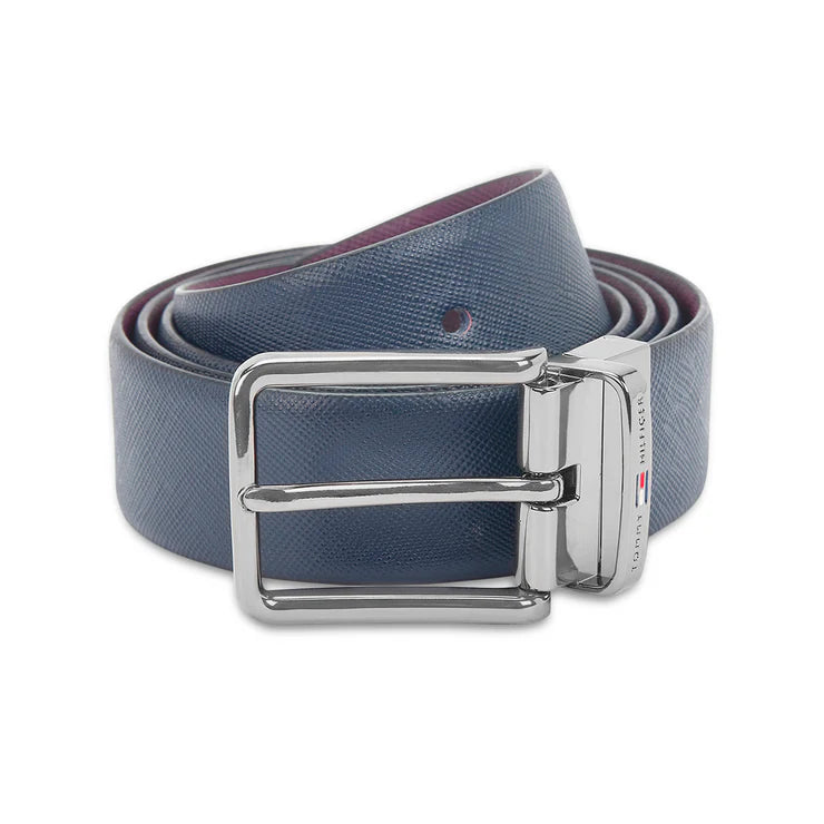 Tommy Hilfiger Holte Men's Reversible Leather Belt Navy+Wine