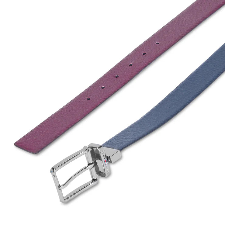 Tommy Hilfiger Holte Men's Reversible Leather Belt Navy+Wine