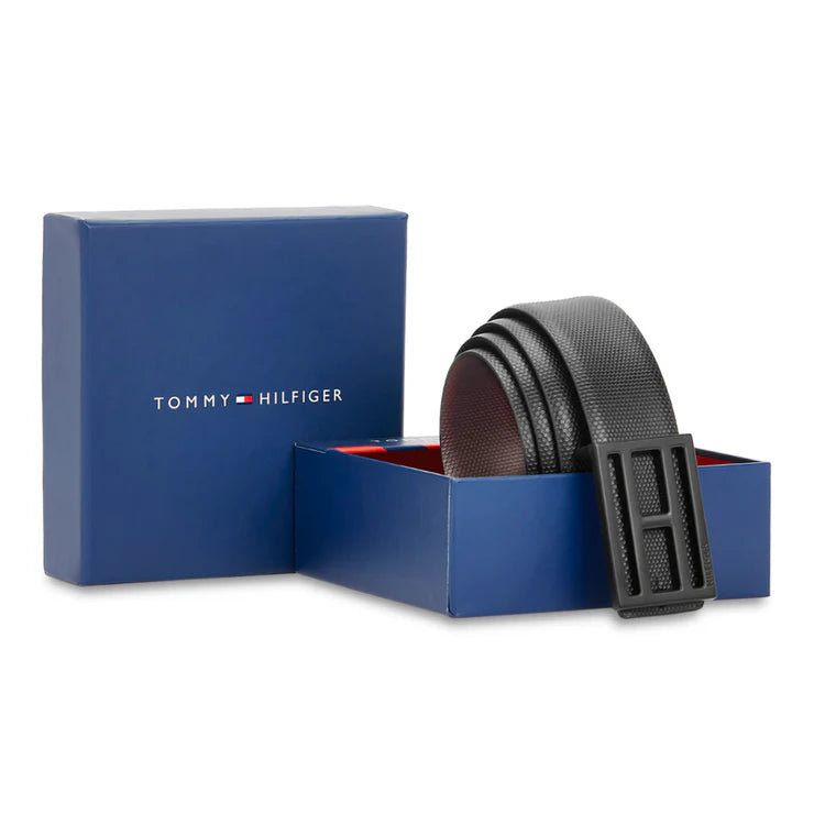 Tommy Hilfiger Thisted Men's Reversible Leather Belt Black+Brown