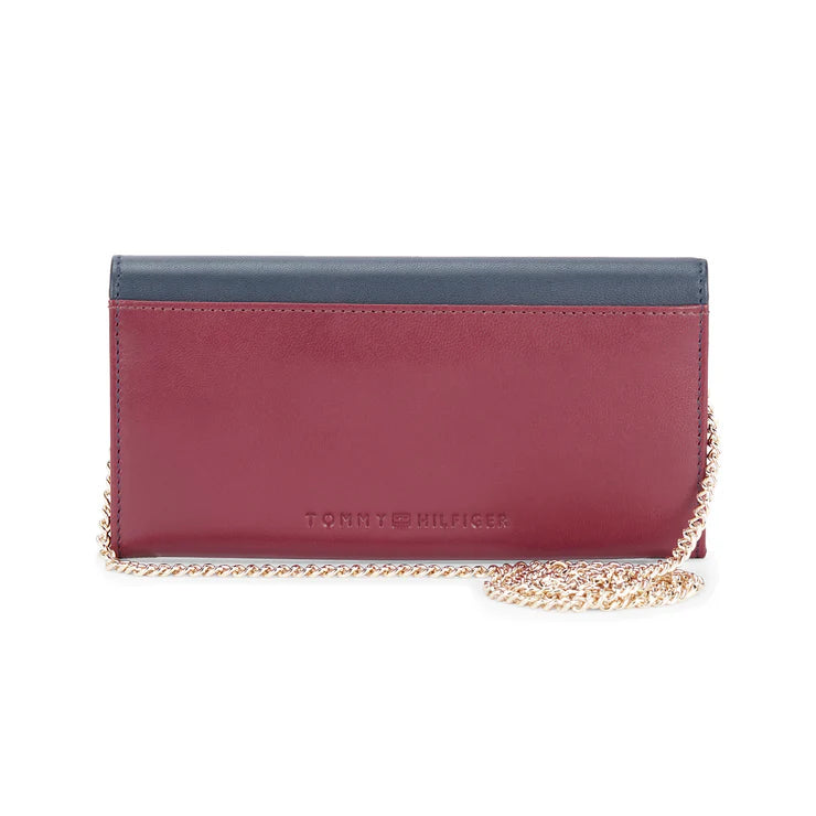 Tommy Hilfiger Beatrice Women's PU Flap Wallet With Sling Wine+Navy