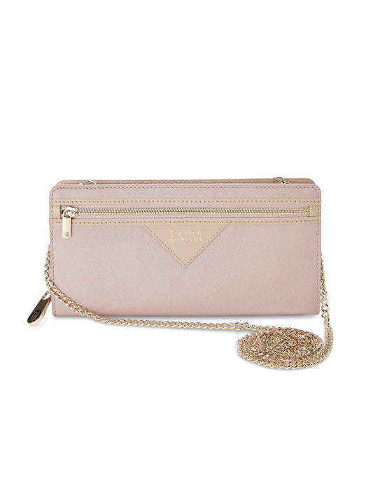 Tommy Hilfiger Nina Women's PU Zip Around Wallet With Sling Pink