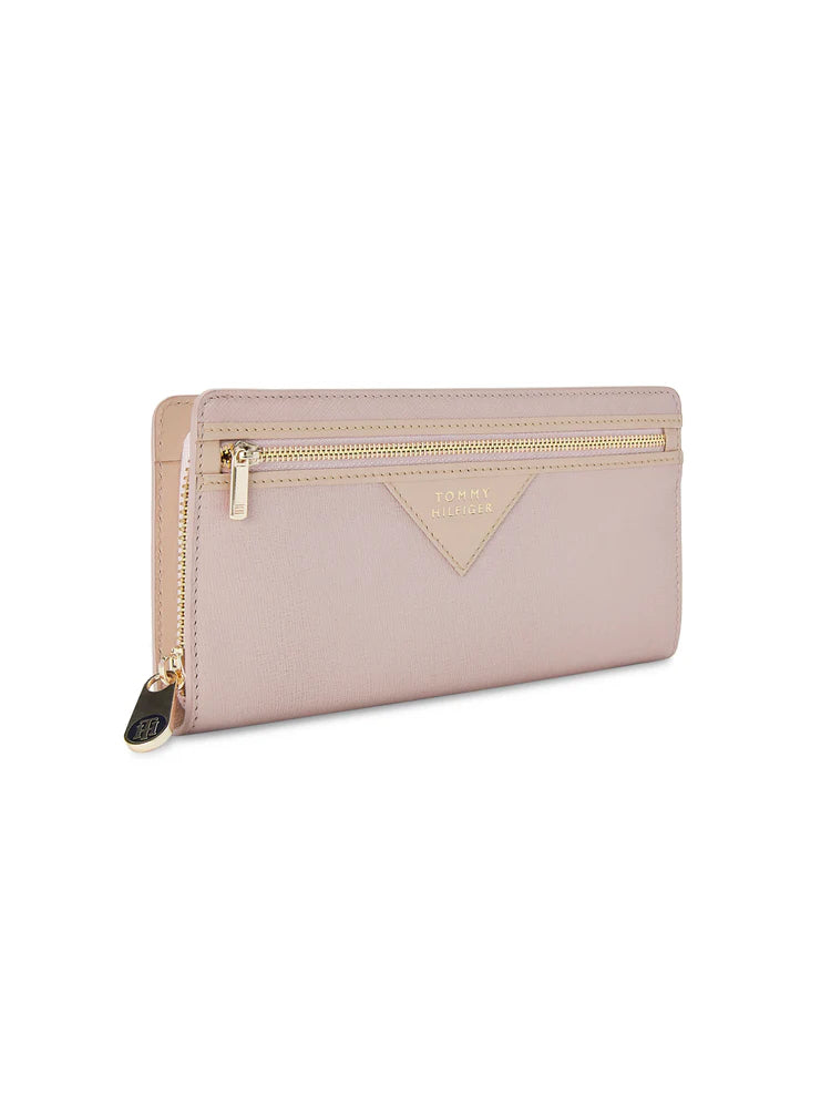 Tommy Hilfiger Nina Women's PU Zip Around Wallet With Sling Pink