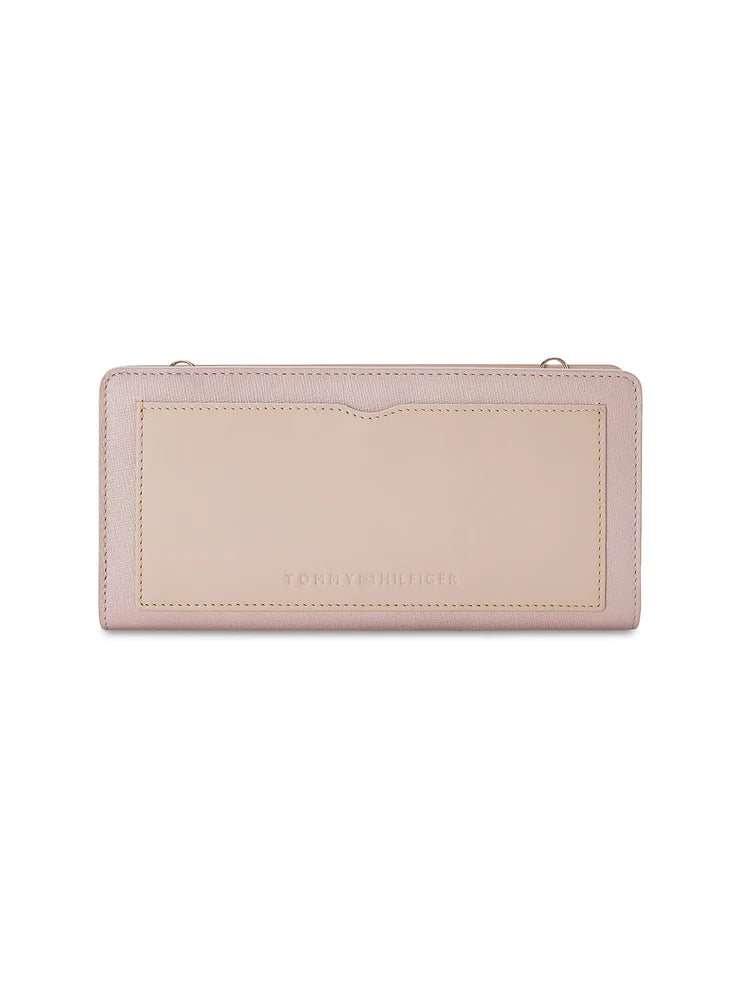 Tommy Hilfiger Nina Women's PU Zip Around Wallet With Sling Pink