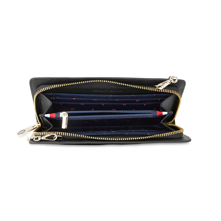 Tommy Hilfiger Nina Women's PU Zip Around Wallet With Sling Black