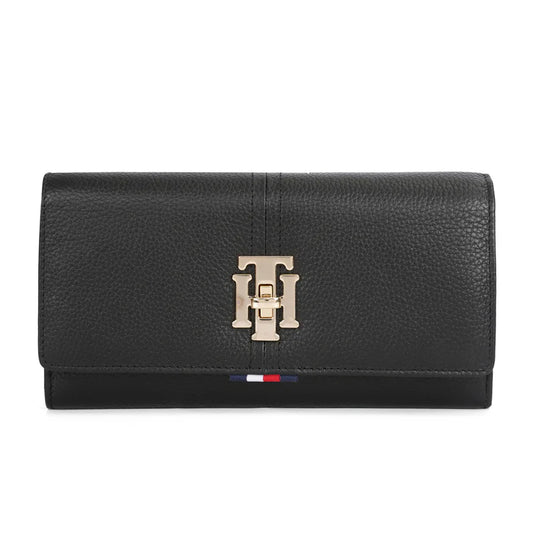 Tommy Hilfiger Alessia Women's Leather Flap Wallet With Sling Black