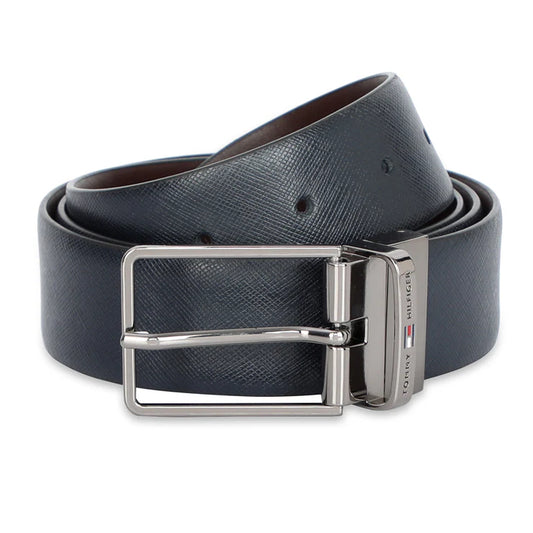 Tommy Hilfiger Walston Men's Leather Reversible Belt Navy+Brown