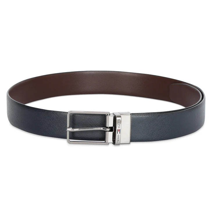 Tommy Hilfiger Walston Men's Leather Reversible Belt Navy+Brown