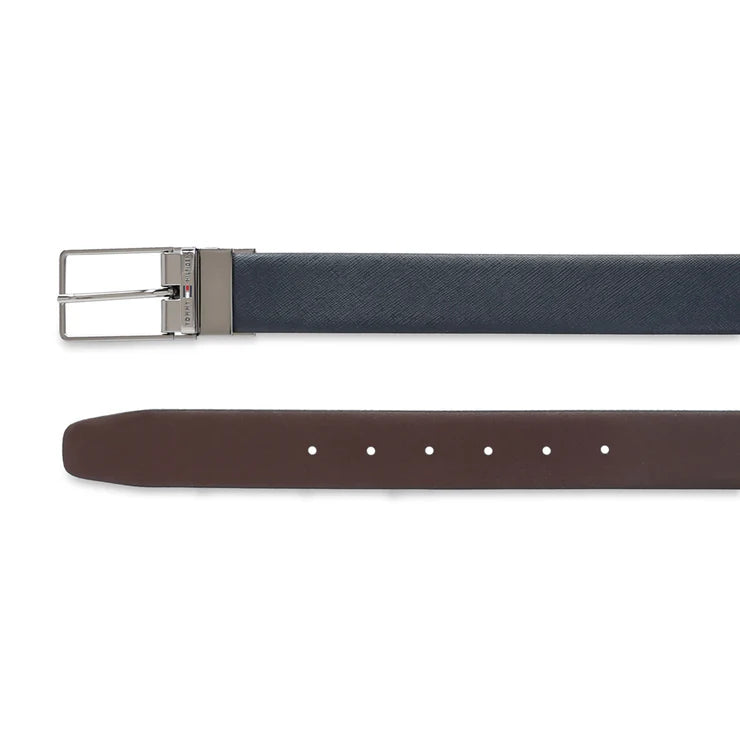 Tommy Hilfiger Walston Men's Leather Reversible Belt Navy+Brown