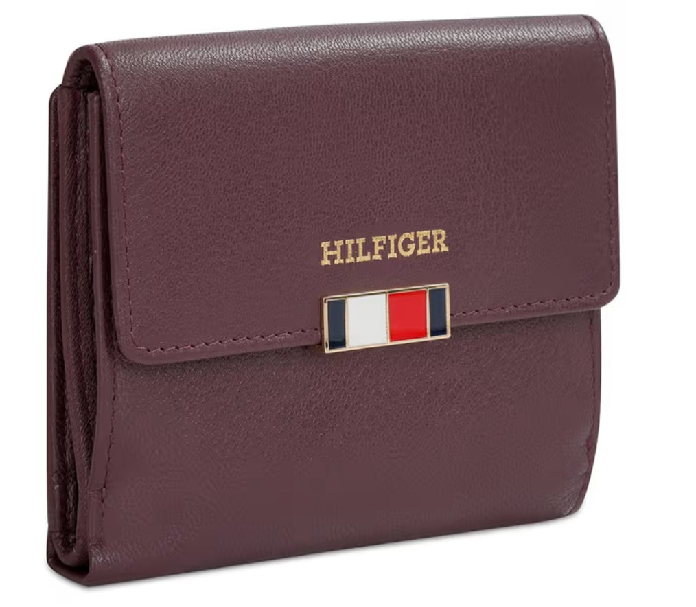 Tommy Hilfiger Teresa Women Small Flap Wallet with Sling Wine