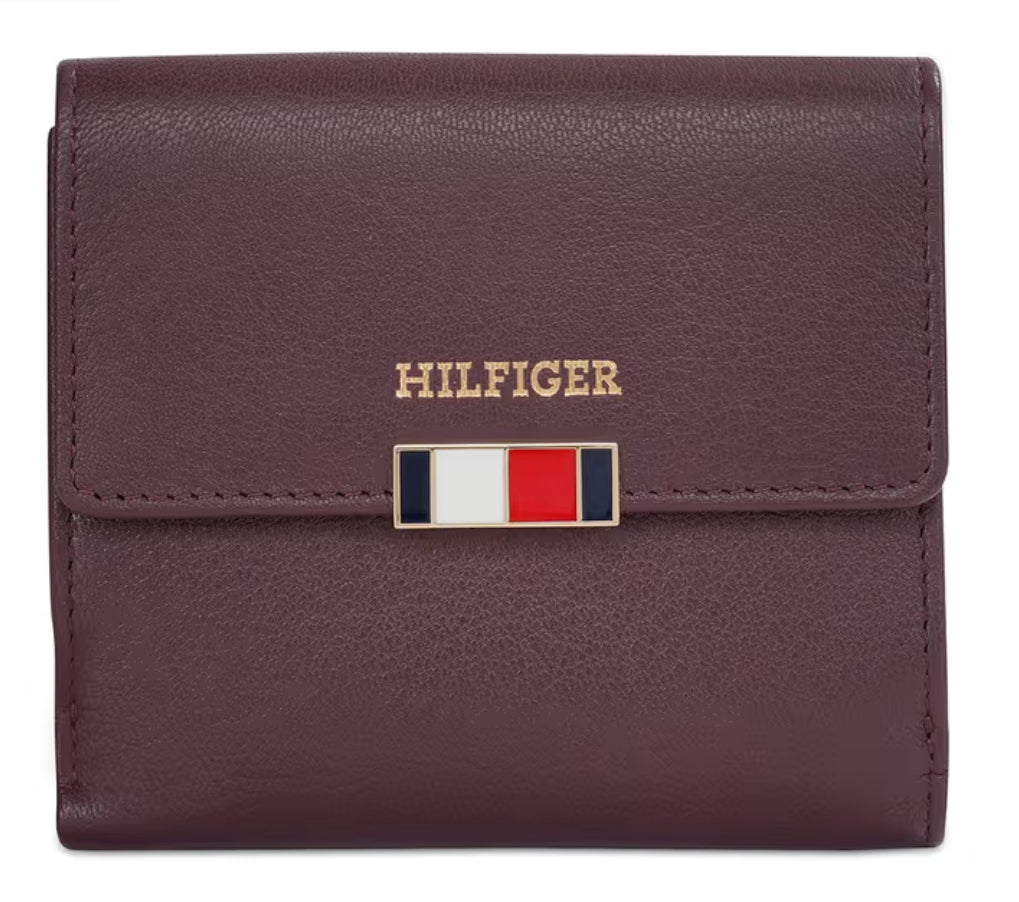 Tommy Hilfiger Teresa Women Small Flap Wallet with Sling Wine