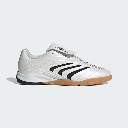 Adidas Predator Sala Shoes White JQ3915 side profile view showing synthetic upper and gum rubber outsole