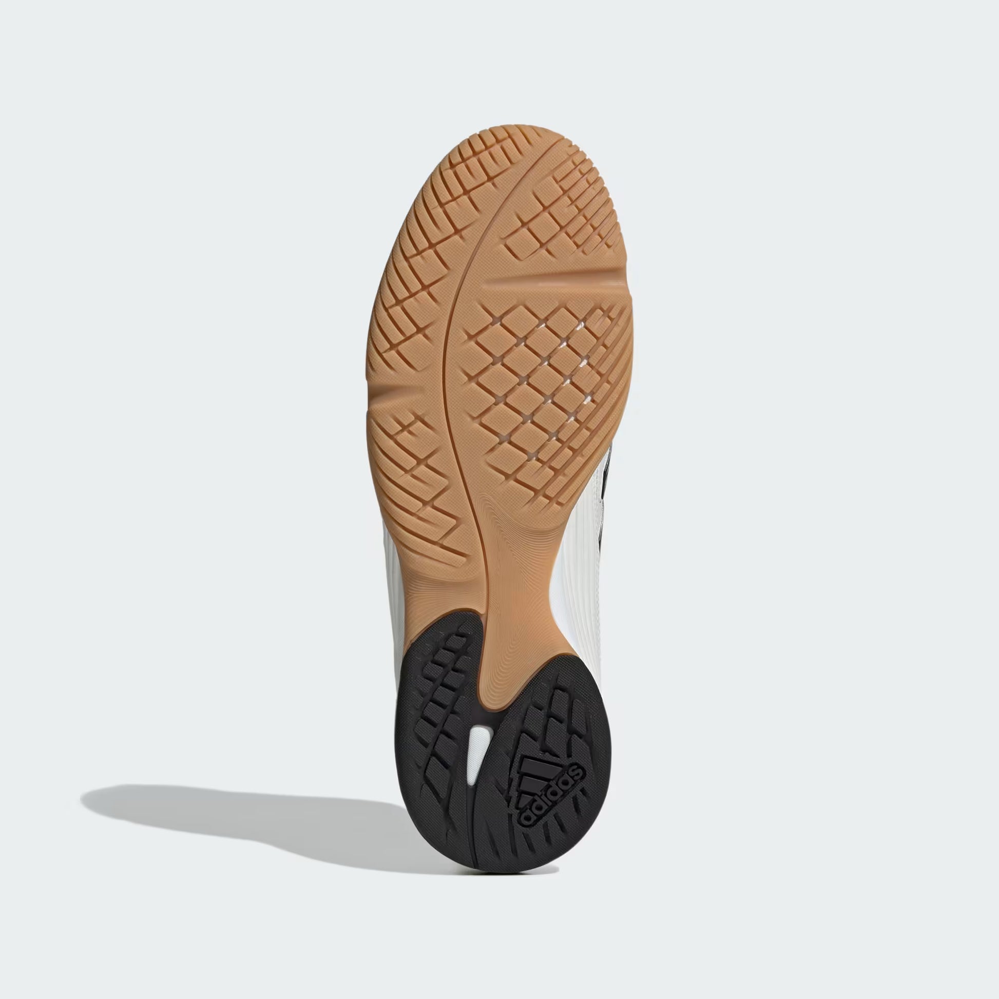 Adidas Predator Sala Shoes White JQ3915 medial side view showing external heel counter and 3-Stripes detailing