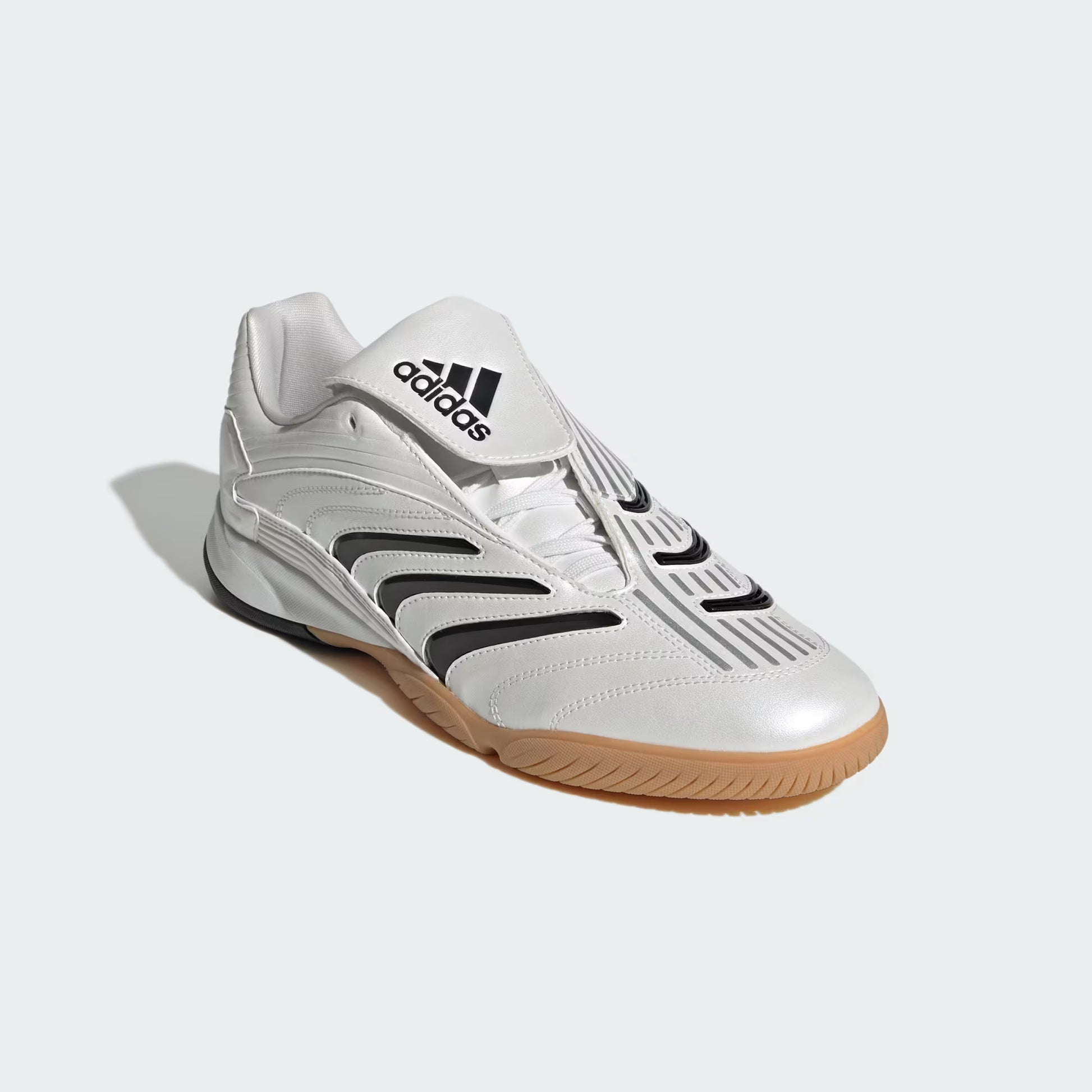 Adidas Predator Sala Shoes White JQ3915 on-foot lifestyle view showing fit and Predator-inspired silhouette
