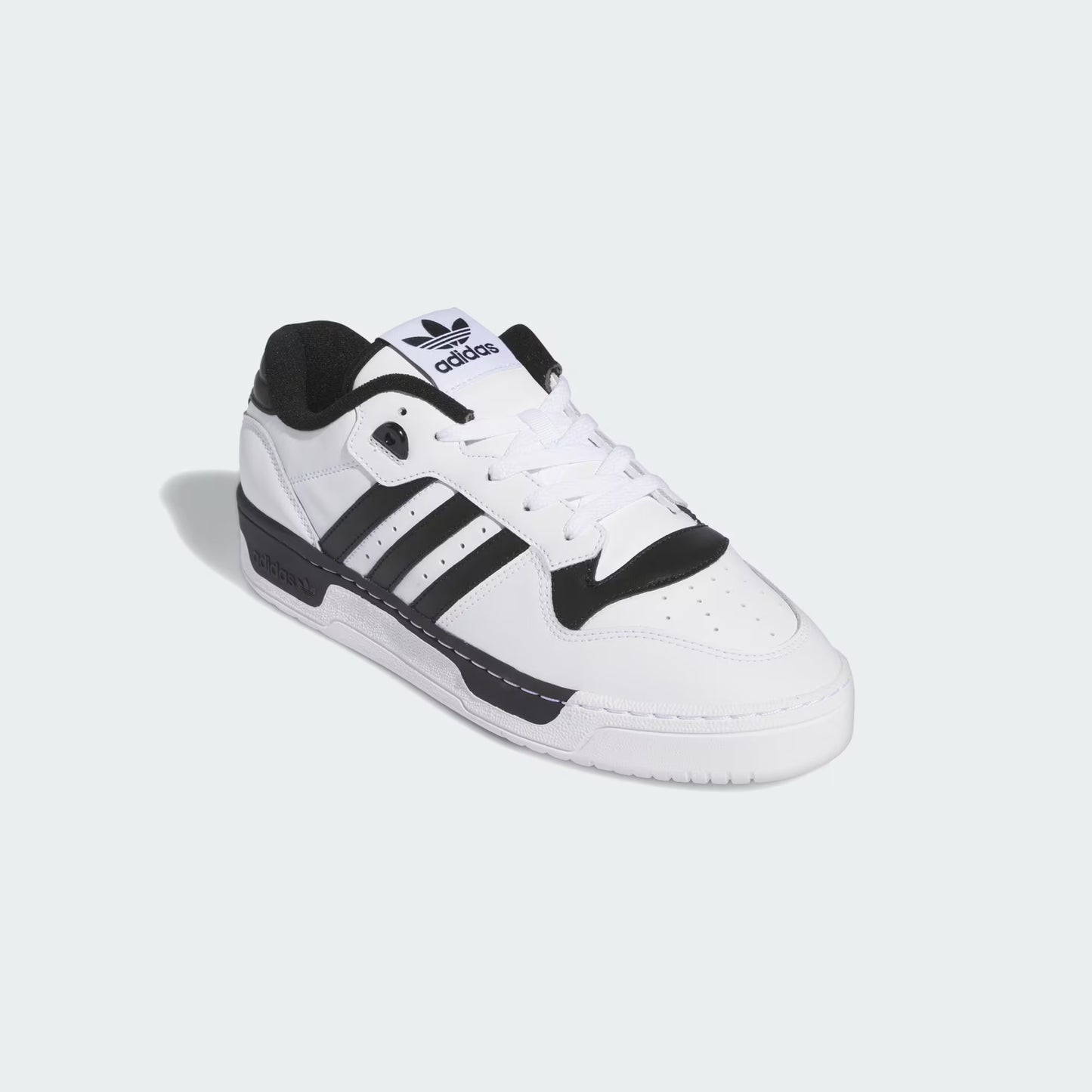 Adidas Rivalry Low Shoes White Black IG1474 heel view showing rubber cupsole and padded collar