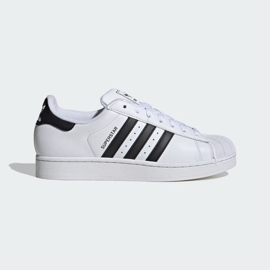 adidas Superstar II Shoes in white side profile with black 3-Stripes and rubber shell toe