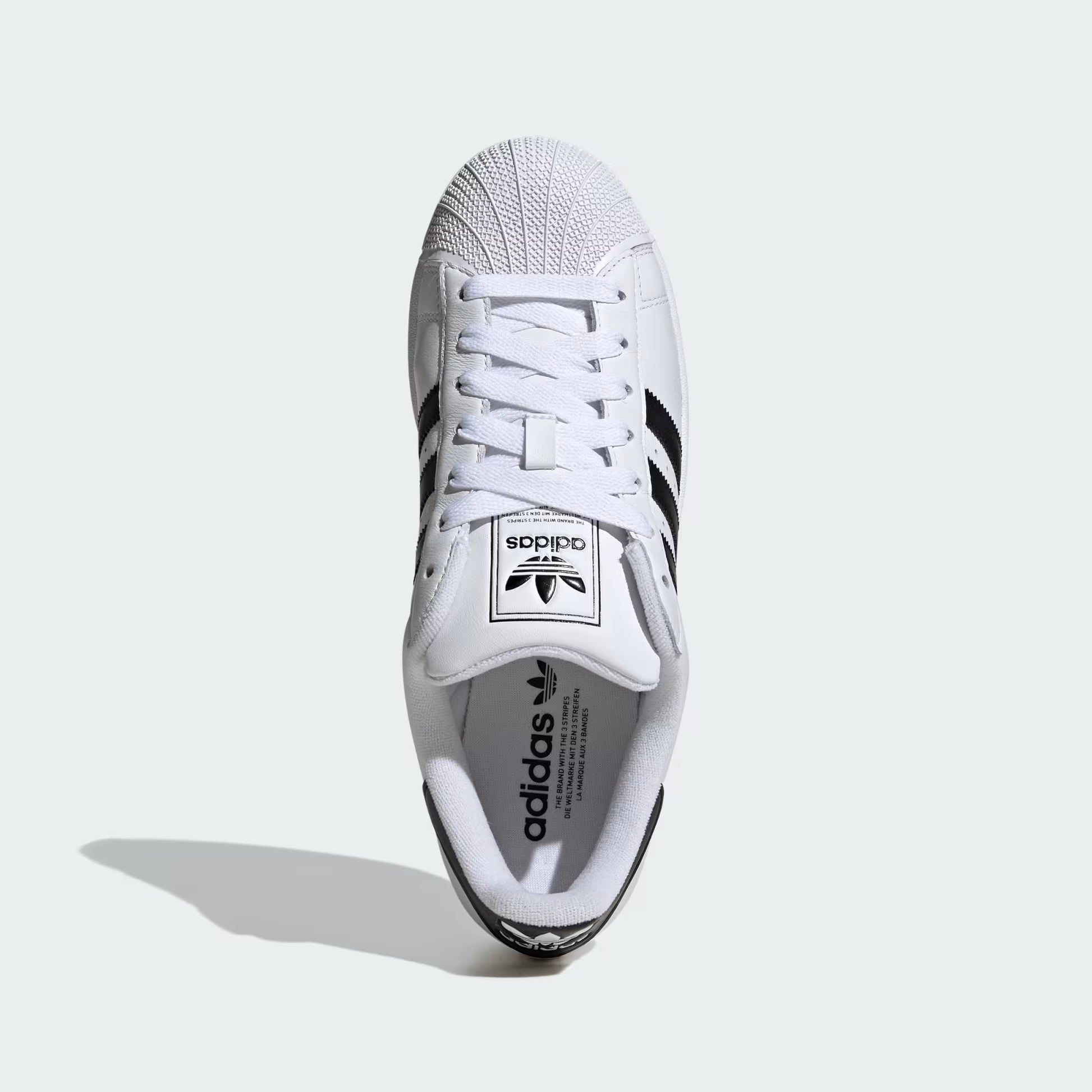 Top view of adidas Superstar II Shoes in white featuring lace closure and classic shell toe design