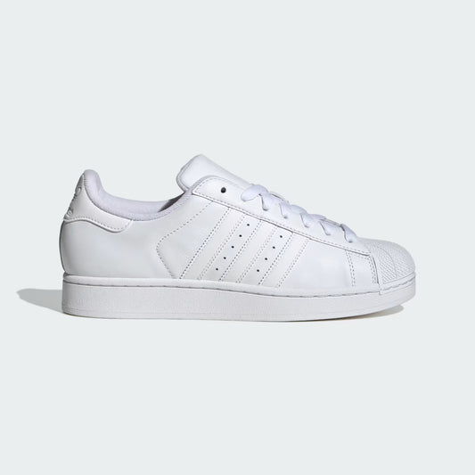 adidas Superstar II Shoes in cloud white side profile with tonal 3-Stripes and classic shell toe