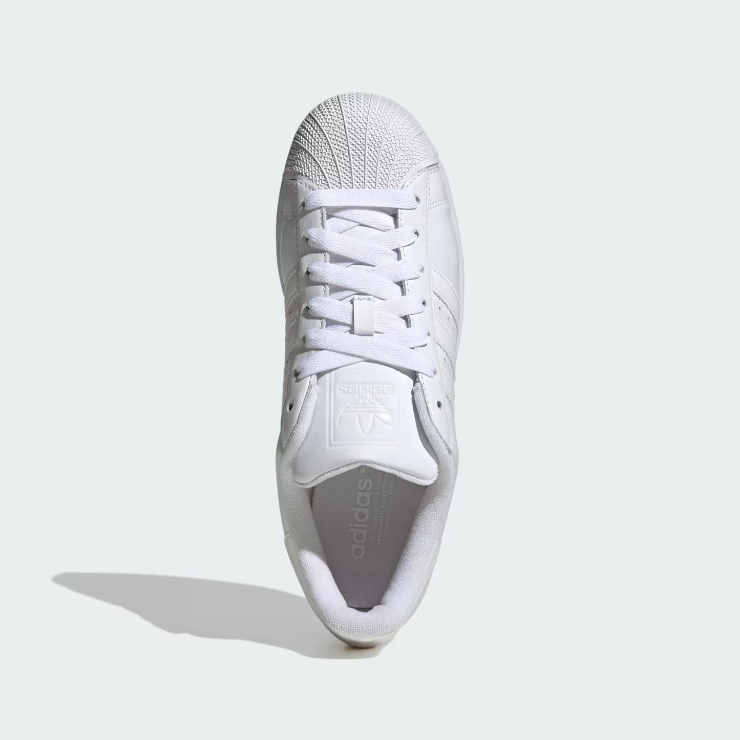 Top view of adidas Superstar II Shoes in cloud white featuring lace closure, padded tongue and rubber shell toe